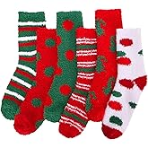 aolime 6 Pairs Christmas Fuzzy Socks Cozy Fluffy Winter Warm Slipper Socks for Womens Gifts Valentine's Day Gifts