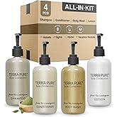 Terra Pure Spa Collection Amenities Set,10.14oz. Pumps (1 of Each) Shampoo, Conditioner, Hand/Body Wash, and Lotion