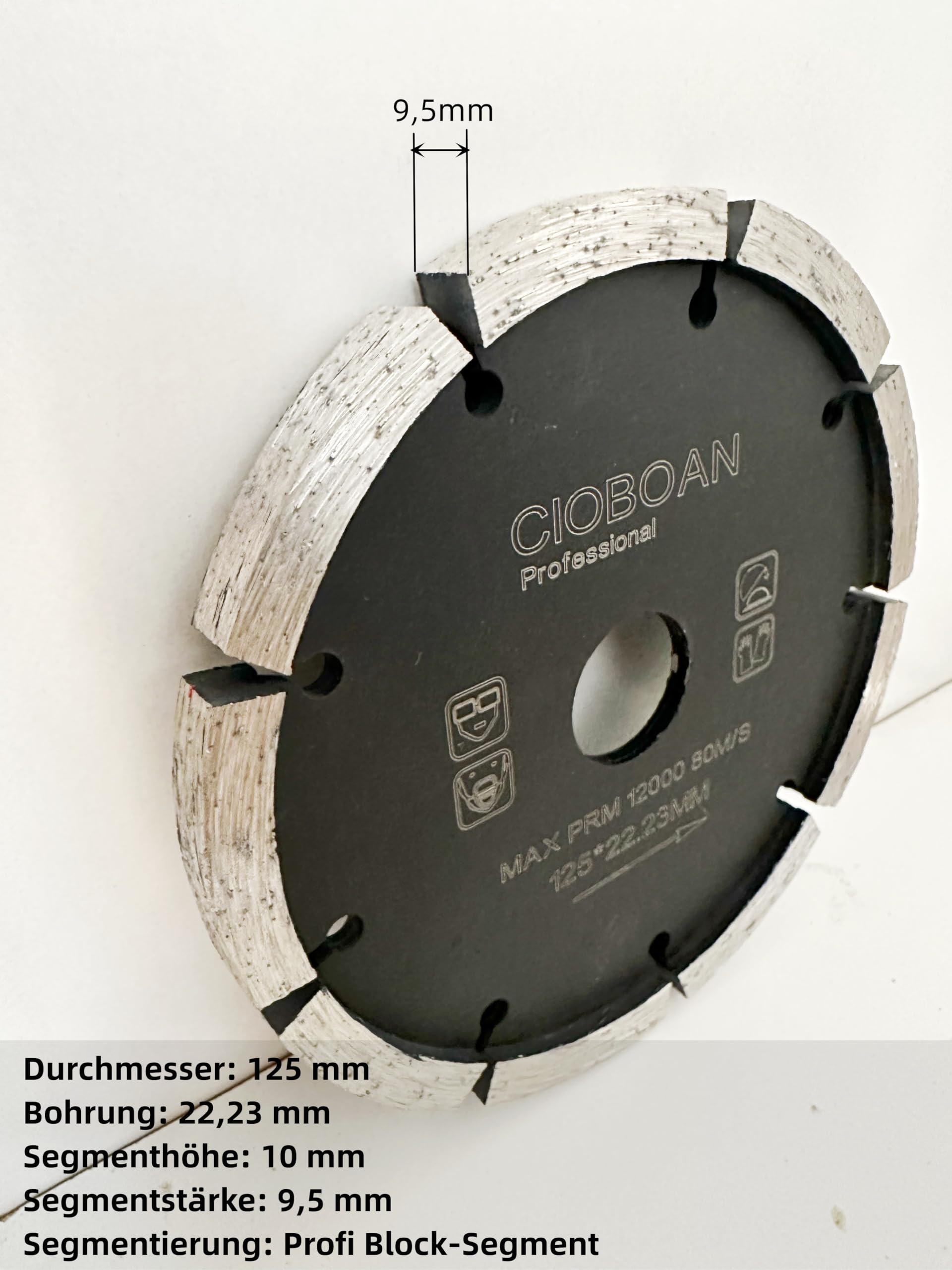 Breite 9.5 mm Fugenfrässcheib Profiqualität, Diamant Fugenfräser Frässcheibefür Mörtel Beton Mauerwerk und Putz. Durchmesser 125mm Breite 9.5 mm für Winkelschleifer Frässcheibe 4