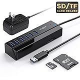 USB 3.0 Hub with SD/TF Card Reader, Vogek 6-Port
