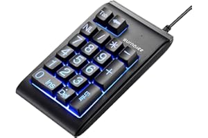 SurnQiee USB Number Pad, Large Print Wired Numeric Keypad with 3 Colors LED Backlit, Portable Mini 10 Key Num Pad for Laptop 
