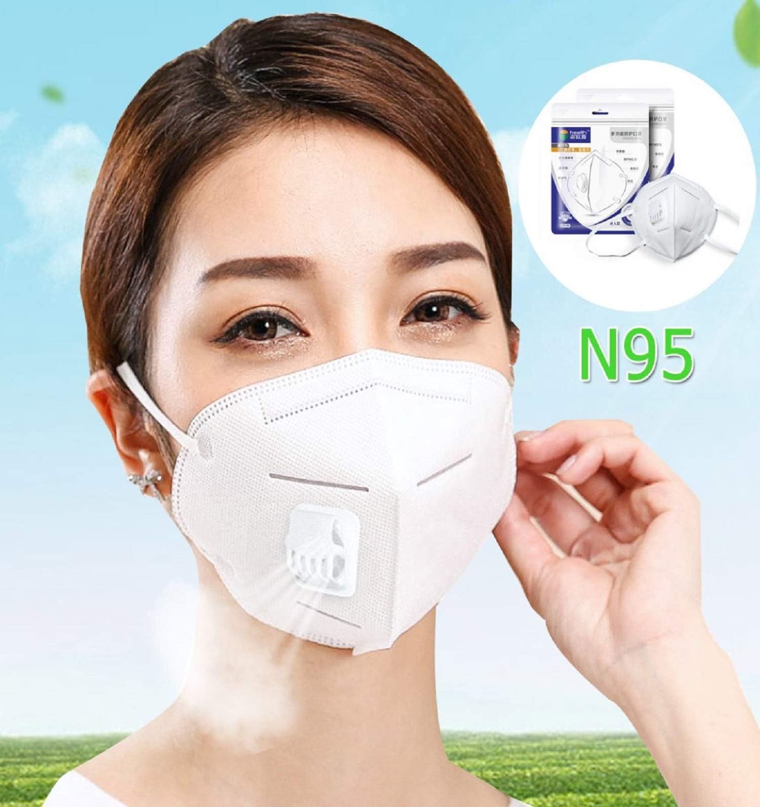 Face Masks N95 4 Layer Breathing Valve Dustproof PM2.5 Fog Anti-particle Anti-Virus Industrial Pathogen Mask by Superjune