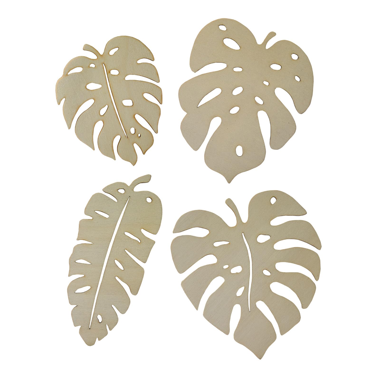 Summer-Ray 20 Wooden Monstera Leaves Laser Cutout DIY Craft Party Decoration Art Embellishment Room Decoration