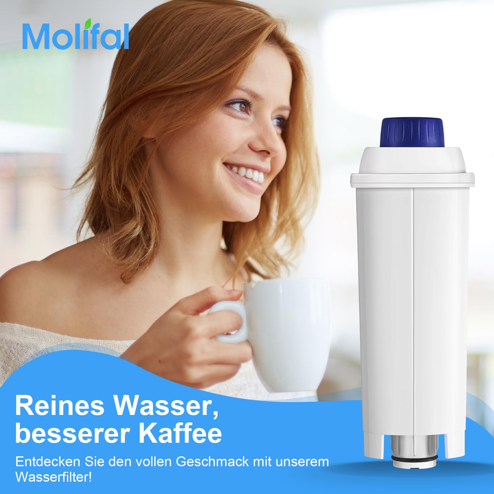 Molifal Wasserfilter, Ersatz für Delonghi Kaffeevollautomaten DLSC002 Filter, kompatibel mit Delonghi Dinamica, Magnifica S, Eletta Explorer, ETAM Autentica EPAM und ECAM-Serie Kaffeeautomat (6-Stück) 9