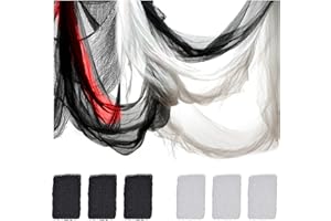Lynkaye 6 Pieces Halloween Creepy Cloth,Halloween Black White Spooky Scary Creepy Gauze Cloth Decor - 3 White+ 3 Black(30 * 91 inch)