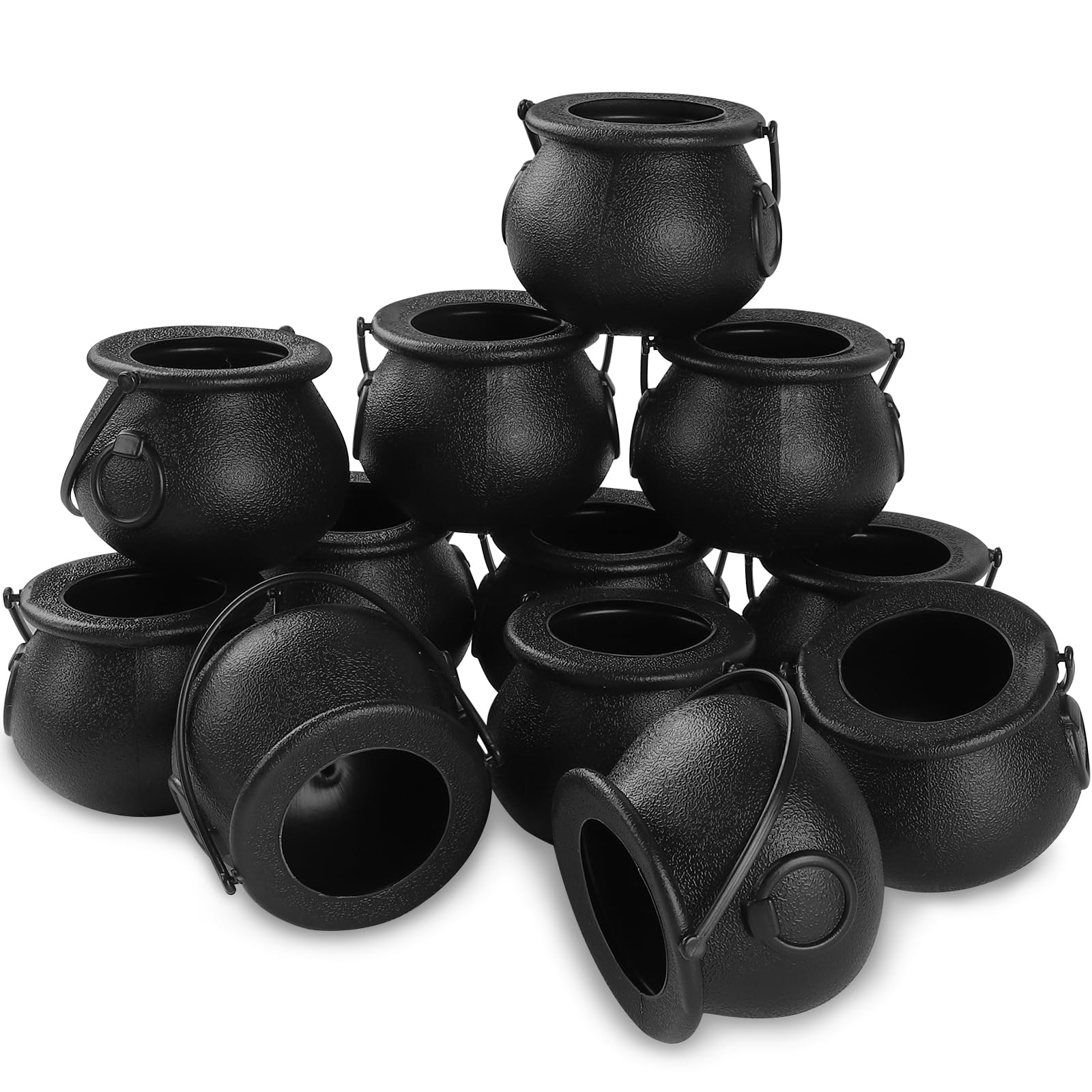 Photo 1 of DIYDEC 12pcs Mini Black Cauldron with Handle Halloween Mini Witch Cauldron Kettles Multi-purposed Small Plastic Cauldron Halloween Pot Candy holder for Halloween & St. Patrick’s Day Party Favors Decor