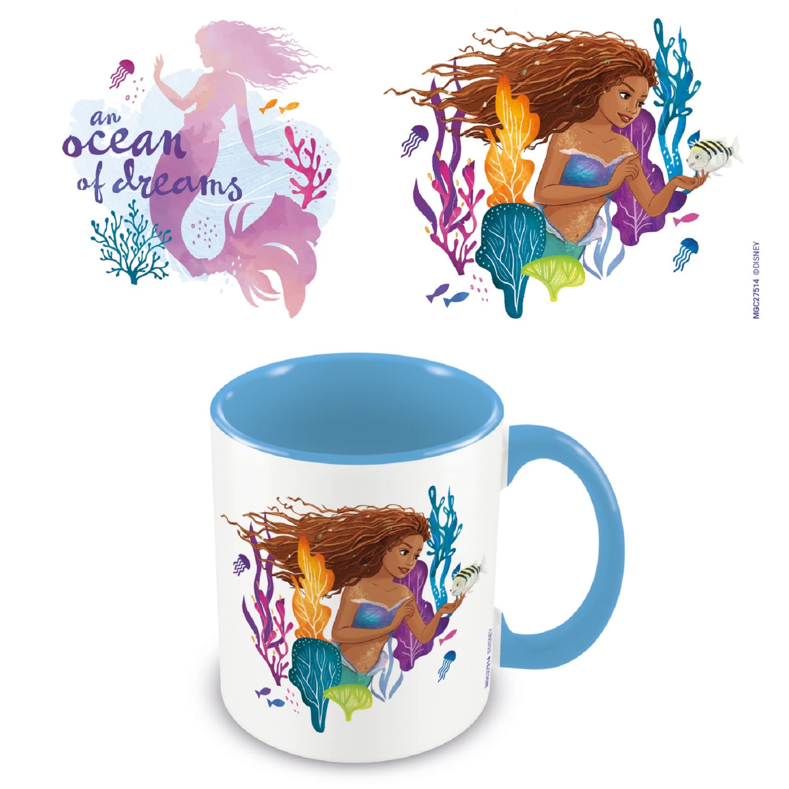 Disney The Little Mermaid Mug (Ocean of Dreams Design) 11oz Ceramic Coffee Mug, Little Mermaid Gifts for Girls and Boys, Mugs for Women and Mugs for Men - Official Merchandise