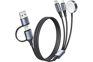 SEIPOG 3 in 2 Multi Charging Cable for Apple Watch Charger, Nylon Braided 4FT Multi Chargers for All Devices, USB C Multiple Charger Cord Compatible with iPhone 16 15 14/iWatch UItra/SE/9-1/Galaxy Android