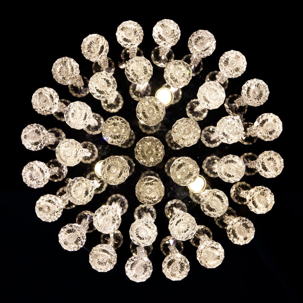 ZEEFO Crystal Chandelier, Modern Chandeliers Crystal Ball Light Fixture, 3 Lights, Flush Mount Ceiling Light 11.8 Inches Diameter for Hallway, Bedroom, Living Room, Kitchen, Dining Room (Silver) - - 