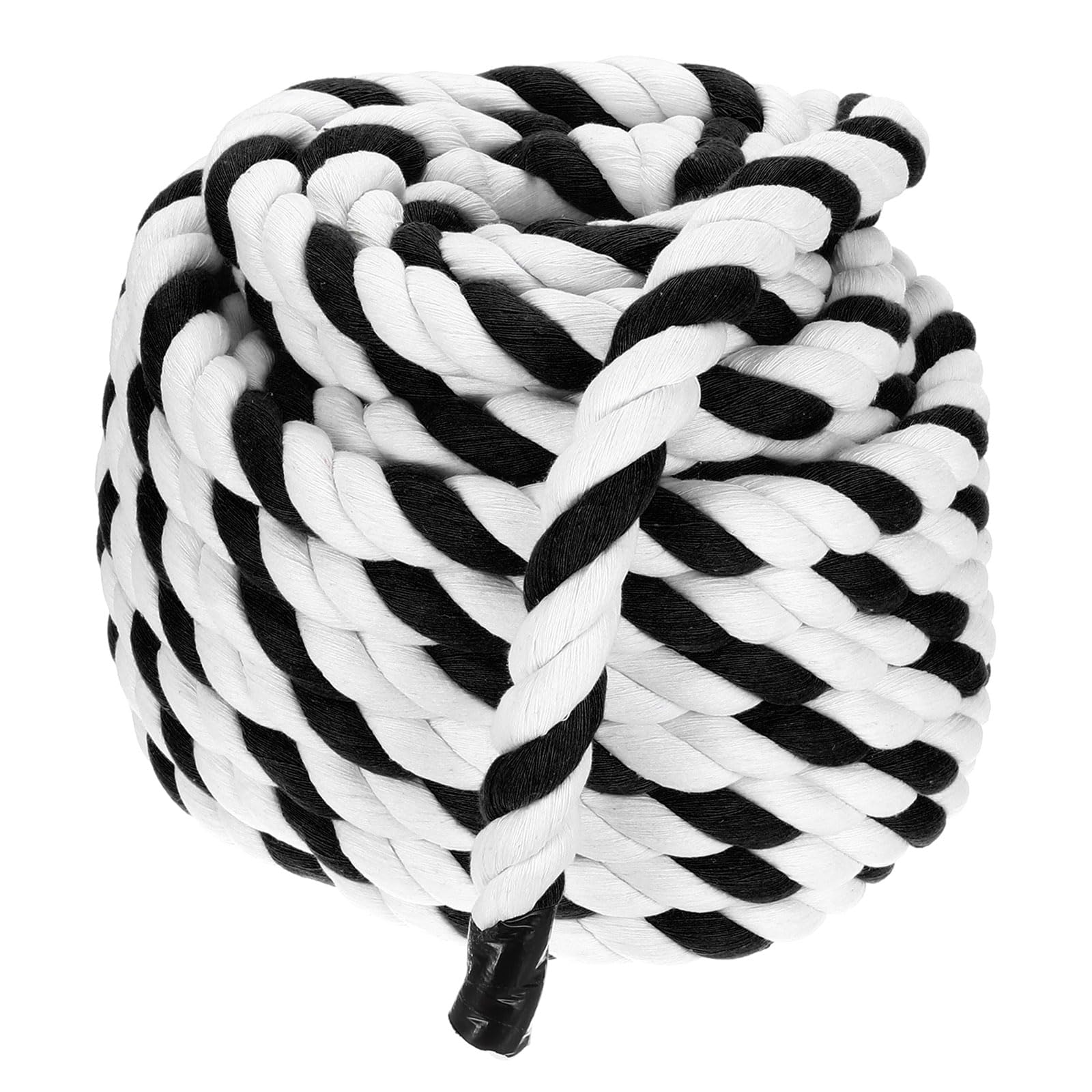 PATIKIL 1 Inch x 50 Feet Natural Twisted Cotton Rope 3 Strand Strong Thick Cotton Rope Tug of War Rope for Railings Crafts Games Home Decor, Black White