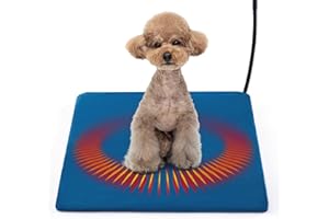 NIGWET Cat Heating Pad Indoor Outdoor, Pet Heating Pad for Cats Dogs Puppy with 5 Level Timer and 5 Level Temperature, Heated Cat Bed with Durable Non-Bite Tube Heated Cat Dog Bed Blue（18 ''*18 ''）