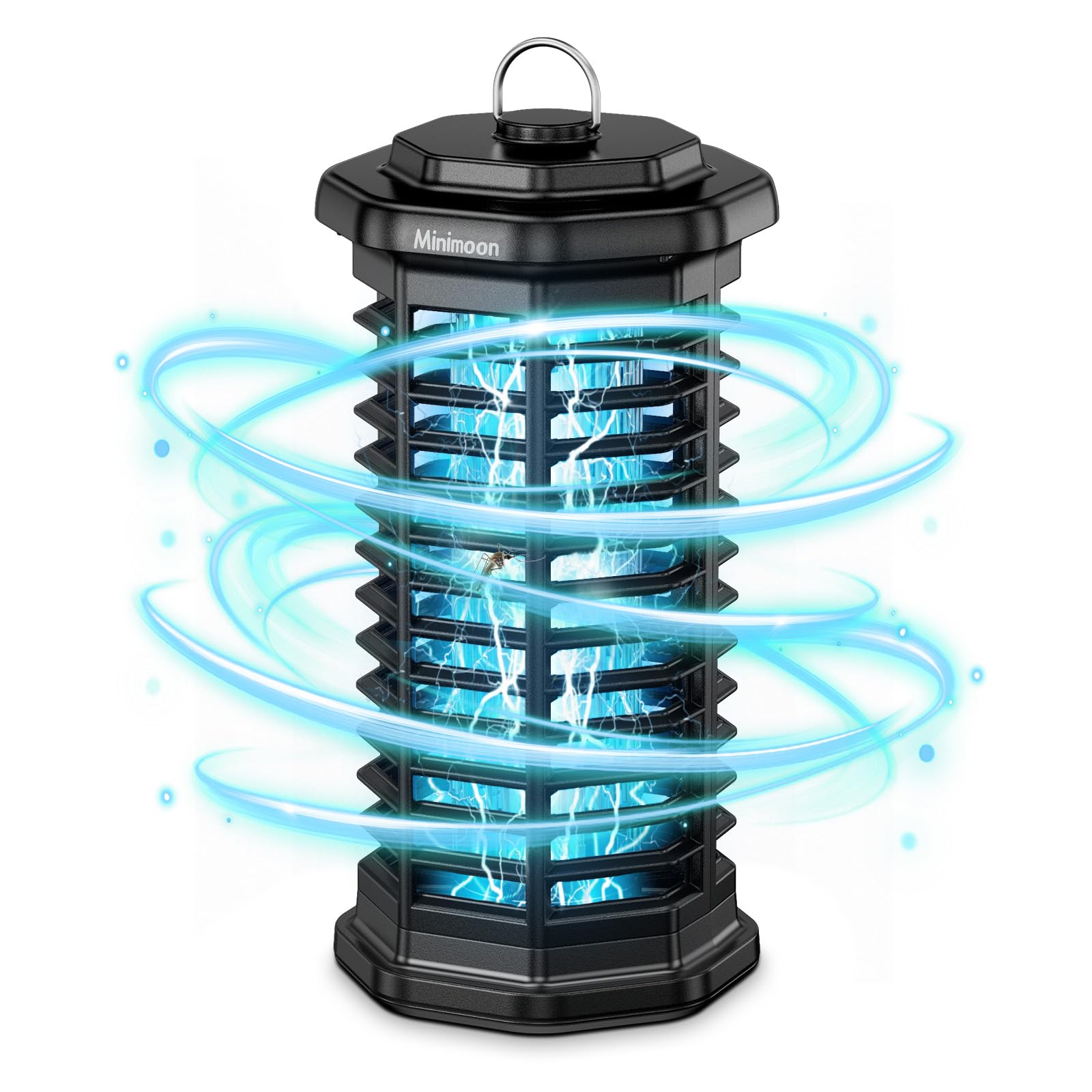 Photo 1 of Minimoon Bug Zapper Outdoor 4000V Powerful Electric Mosquito Zapper, 15w Fly Trap Outdoor, IPX4, Corded Fly Zapper for Indoor, Yard, Backyard, Patio, Camping (Black)