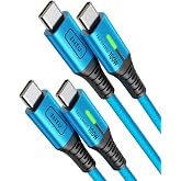 INIU USB C Cable, 6.6ft+6.6ft Blue 100W Fast Charging USB C to Type C Cable | Nylon Braided, Type C to C Charger Cord, Data Cable for MacBook Pro iPad Air, iPhone 18 17 16 15 Pro Max, Samsung S26 S25 etc