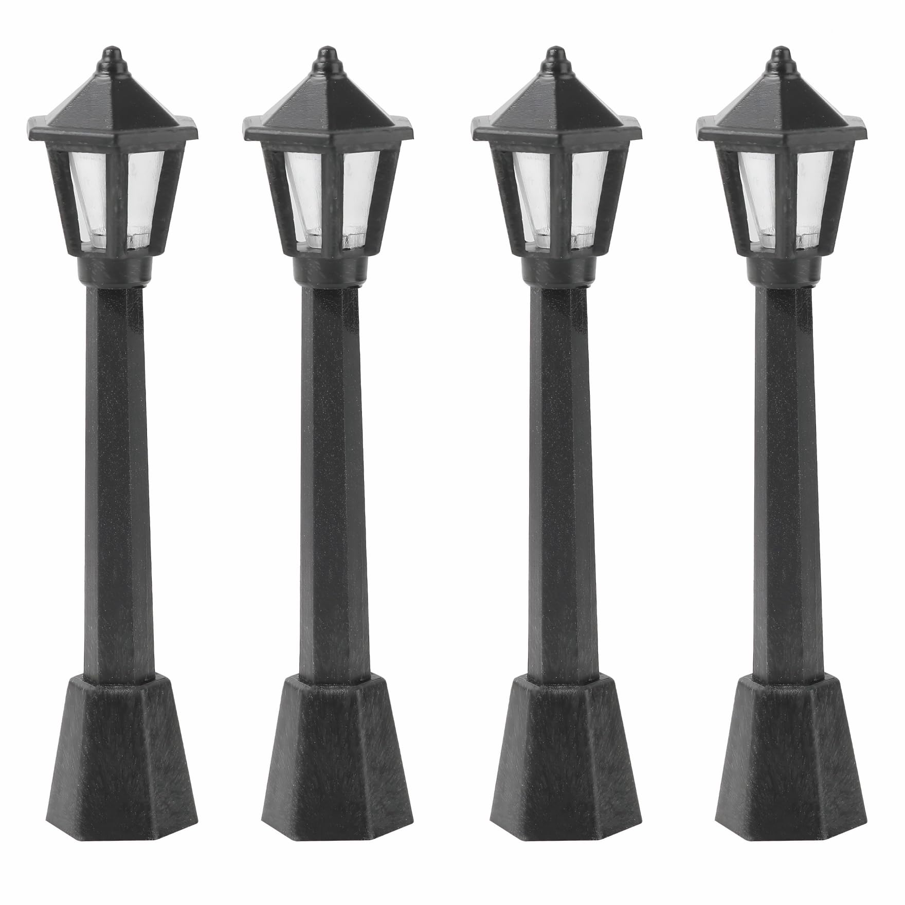 Healifty 4 Pcs Mini Street Light Model Solar Lamp Post Street Lights Microscopic Model Lights for Miniature Dollhouse Micro Landscape Fairy Garden Accessories Black