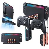 Metal Wall Mount for Nintendo Switch 2/1/OLED (Mount Behind TV) | Switch 2/Switch/OLED Organizer Shelf Stand Holder with 10 Game Card Slots &amp; Hanger Brackets for Joycon*4