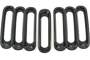 Red Hound Auto 7 Front Grille Inserts Guard 2007-2018 Compatible with Jeep Wrangler JK and Unlimited Black Grill Trim Cover