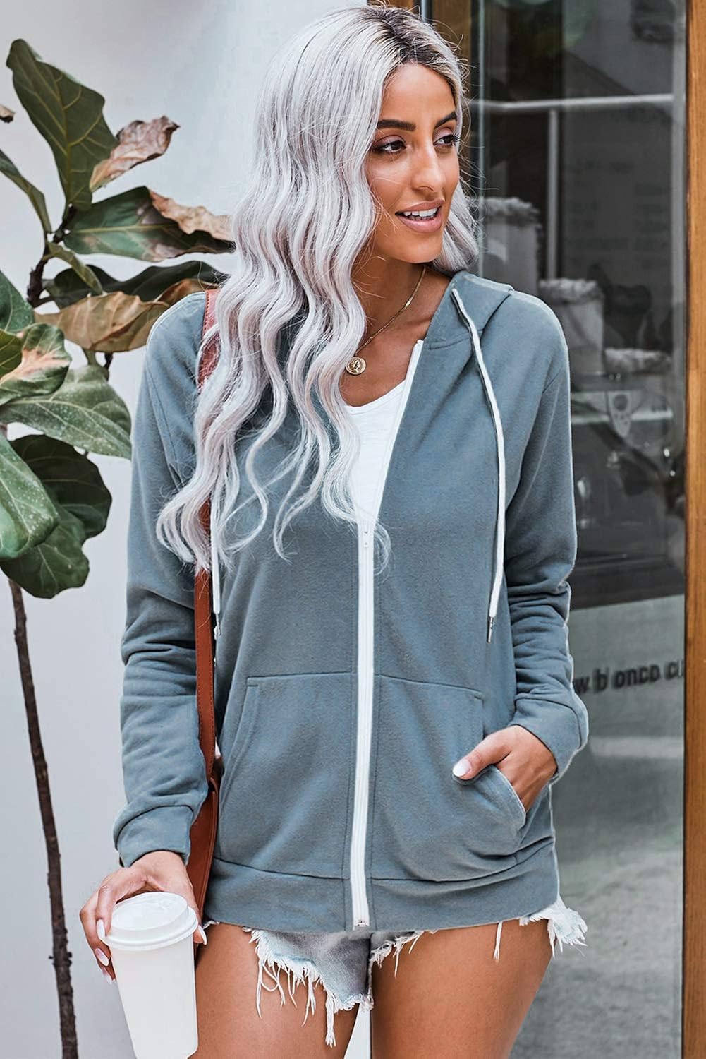 WROLEM Women Casual Full Zip Up Hoodie Comfy Loose Tie Dye Solid Sweatshirt Long Sleeve Jacket with Pockets at  Women’s Clothing store