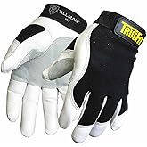 Tillman Large Black and White TrueFit Goatskin and Spandex Full Finger Mechanics Gloves with ElasticHook and Loop Cuff