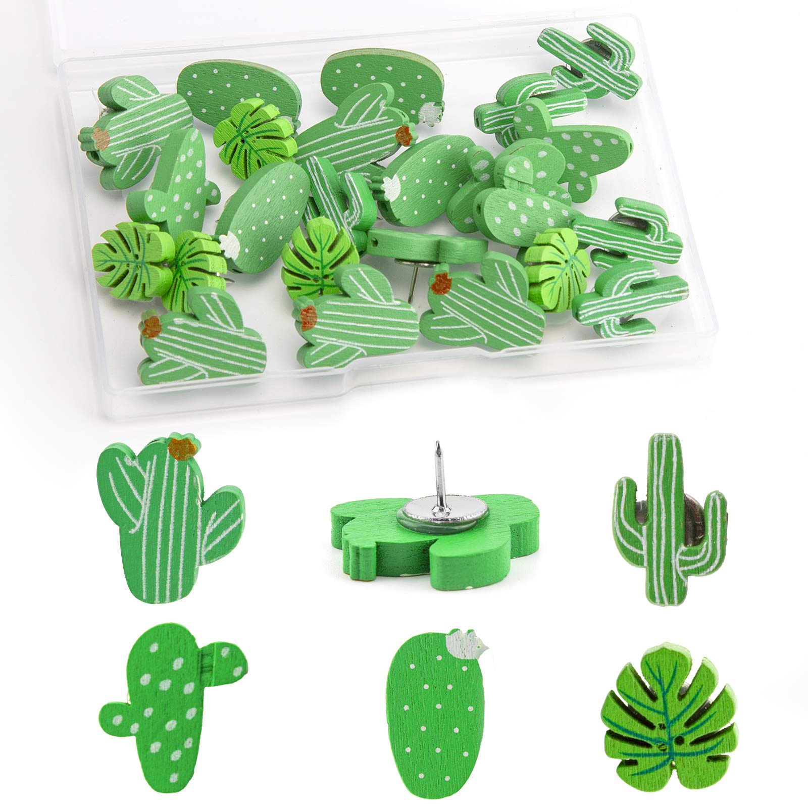 TOYMIS 30Pcs Decorative Cactus Thumb Tacks Push Pins for Photo Wall, Map, Cord Board, Bulletin Board, Home Office Decoration
