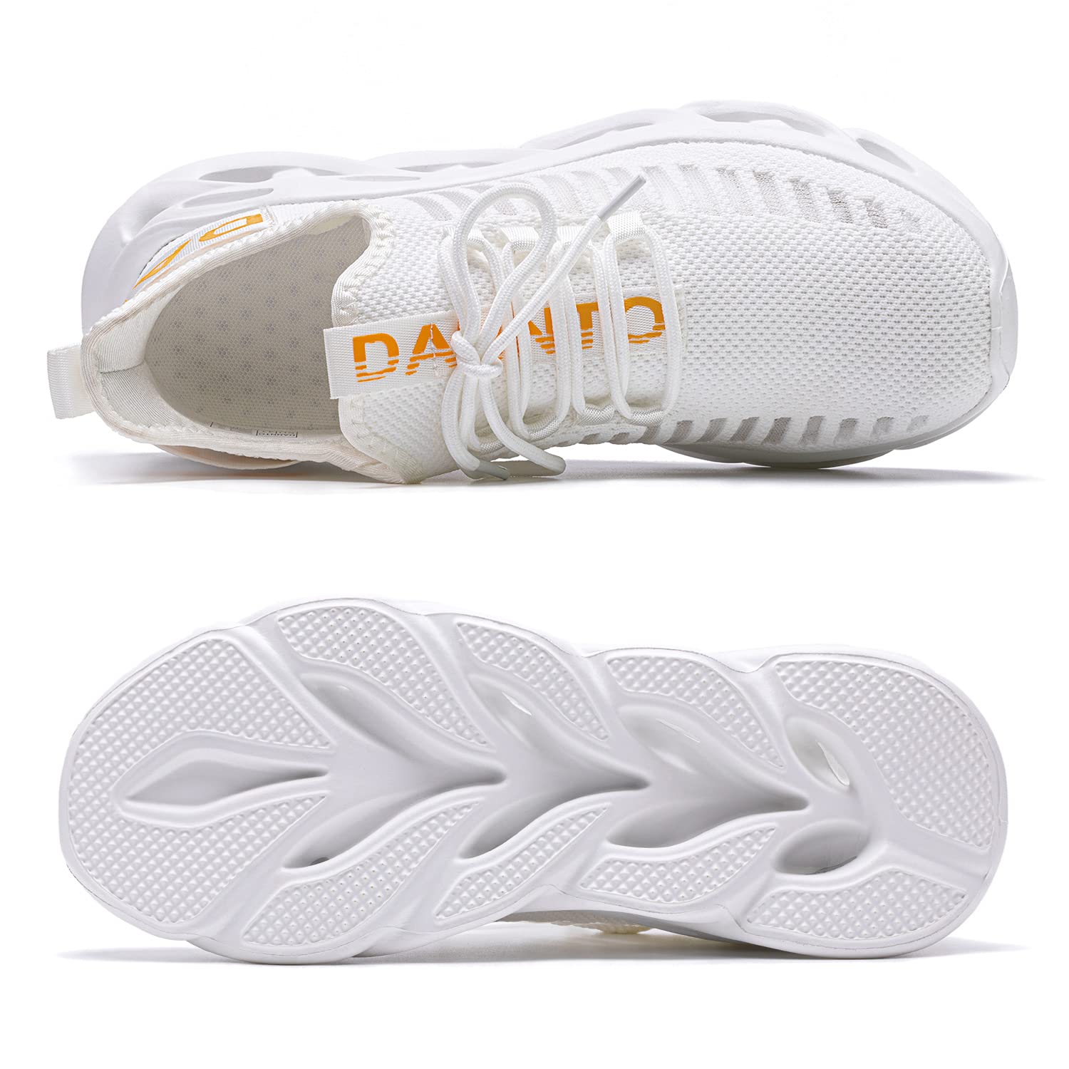 DANNTO Laufschuhe Herren Turnschuhe Damen Sneaker Leichte Atmungsaktiv rutschfeste Sportschuhe Gym Fitness Outdoor Schuhe Fashion Straßenlaufschuhe Weiß 38 5