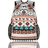 Aztec Backpack for School, Ethnic Western Style Running Horse Laptop Backpack Water Resistant Bookbag for Casual Travel Hiking Camping Outdoor Daypack Shoulder Bag for Teenager Boys Girls Kids