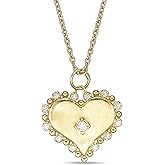 Lavari Jewelers 1/10 Carat Lab Grown Diamond Heart Pendant for Women - 18k Yellow Gold Plated 925 Sterling Silver Pendant Necklace for Her - Adjustable 16 to 18 Inch Cable Chain w Lobster Claw Clasp