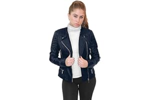 Olivia Miller Womens Faux Leather Zip Up Moto Biker Jacket