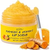 Turmeric Lip Scrub for Dark Lips Vitamin C Lip Scrubber Exfoliator | Hydrating Moisturizing Exfoliating Lip Care for Dry Chapped Lips to Remove Dead Skin Smooth Dry Lines with Brush