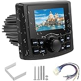 Boat Radio Marine Stereo Receiver,Waterproof Digital Multimedia MP5 Player with 3" LCD Display,Wireless Connection, Multi-Mode Playback AM/FM Tuner, AUX USB Preset EQ Subwoofer, for Car, Boat, ATV, RV