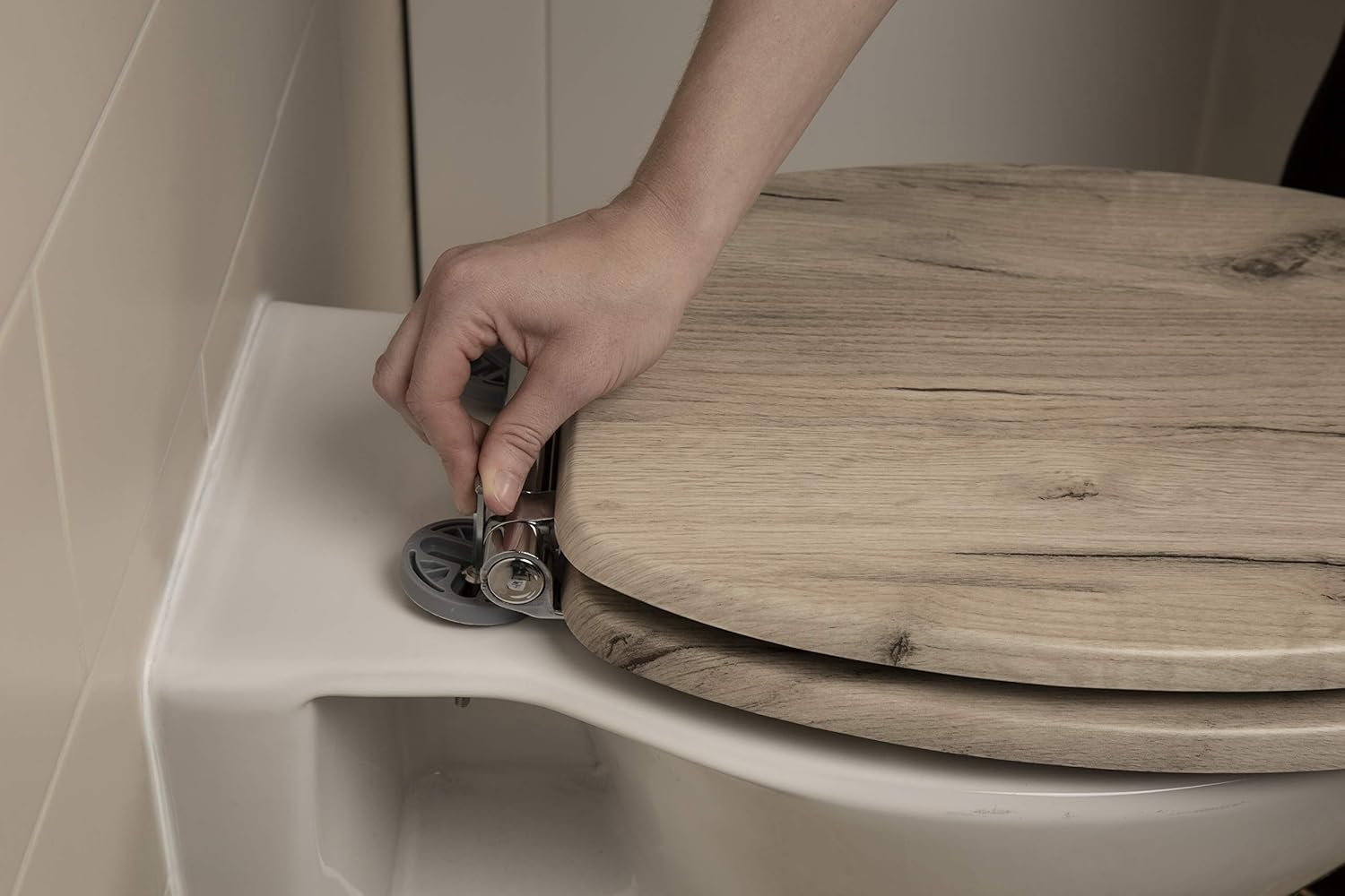 Croydex FlexiFix Toilet Seat, Oak Effect, Universal Fitting, Solid