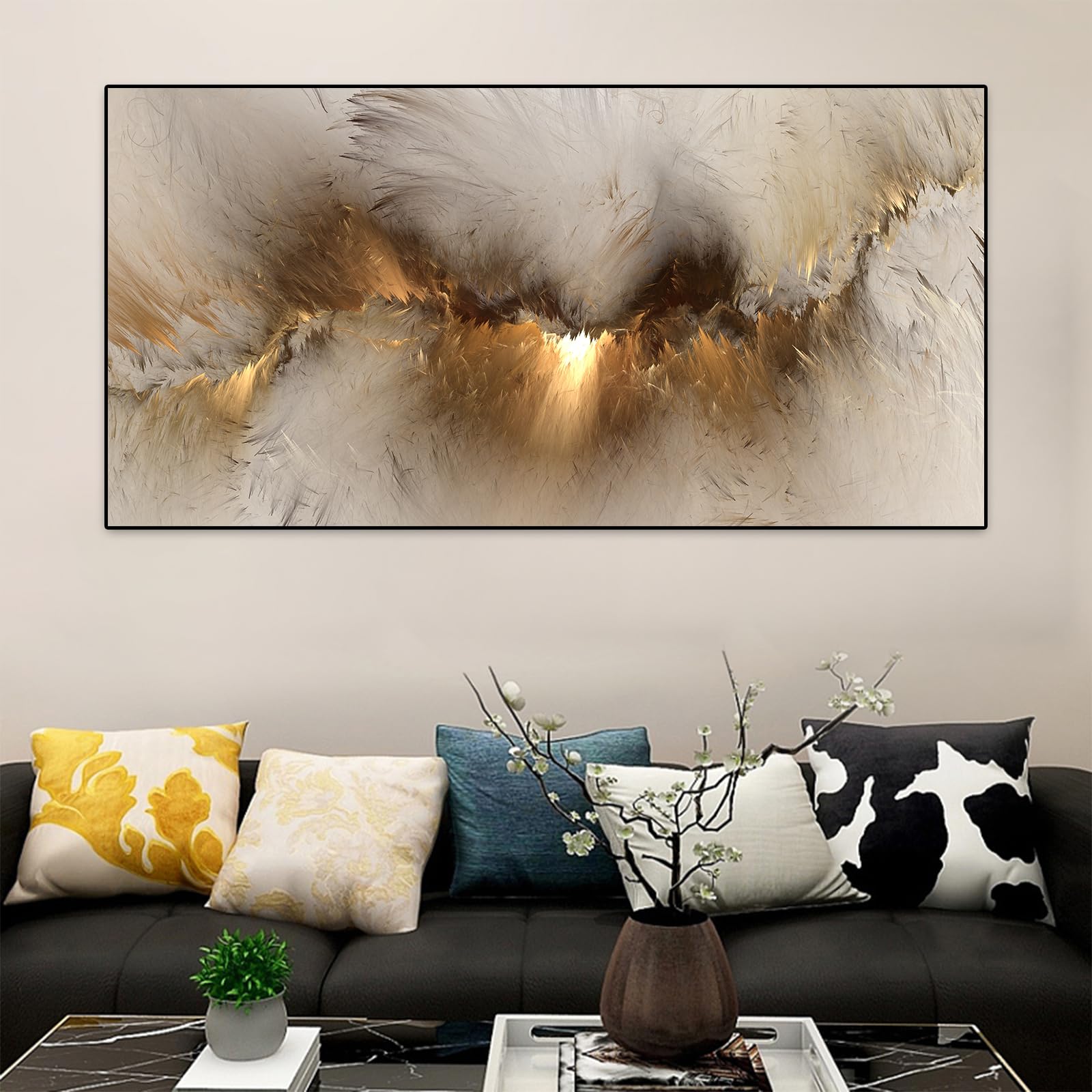 IUNTWEIE Abstract Pictures Modern Abstract Art Colourful Aurora Picture on Canvas Abstract Pictures Wall Picture Living Room Decoration Without Frame (style-2.50 x 100 cm)