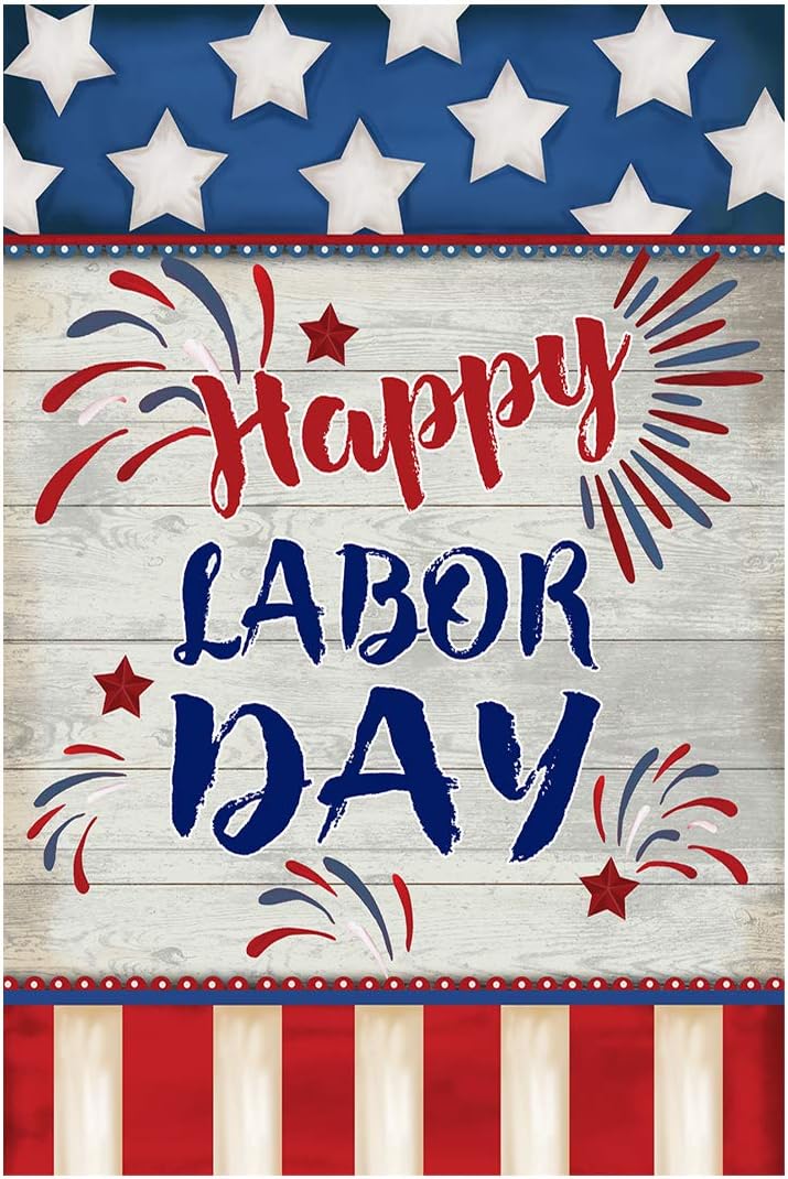 Morigins American Flag Happy Labor Day Garden Yard Flag Double Sided Welcome House Flag Banners 12.5 x 18 inch