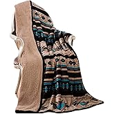 Nu Trendz Signature Southwest Design Sherpa Lined Throw Blanket 50"x 60" (tan)