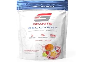 GRANITE SUPPLEMENTS Granite Recovery for Intra & Post Workout |10g Aminos, Electrolytes, Cluster Dextrin for Muscle Recovery & Growth | Amino Acids Supplement with Sensoril | 20 Servings | Rainbow Candy