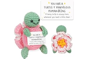 HEXMOZ Handmade Turtle Positive Emotional Support Crochet Gifts - Inspirational, Motivational Gifts for Women, Men, Coworkers, Friends - Thank You Appreciation, Cheer Up - Christmas Office Decor Ideas