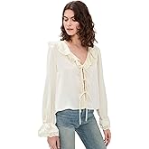 WAYF Women's Lacey Tie Front Top