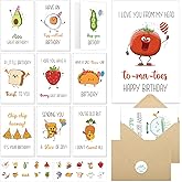 40 Birthday Cards with Envelopes & Stickers Set, 4"x6" Funny Bulk Birthday Card 20 Unique Designs Cute Handmade Greeting Card for Kids, Women, Friends, Family, Work & Office