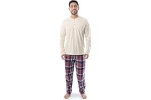 IZOD Men's Long Sleeve Jersey Top and Fleece Pants Sleep Pajama Set