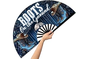 WINSD 13'' Large Boots on The Ground Hand Fan Where Them Fans At Clack Fan Clacking Fans for Line Dancing Hand fan foldable Fan For Cowgirl Women Men (Design-4)