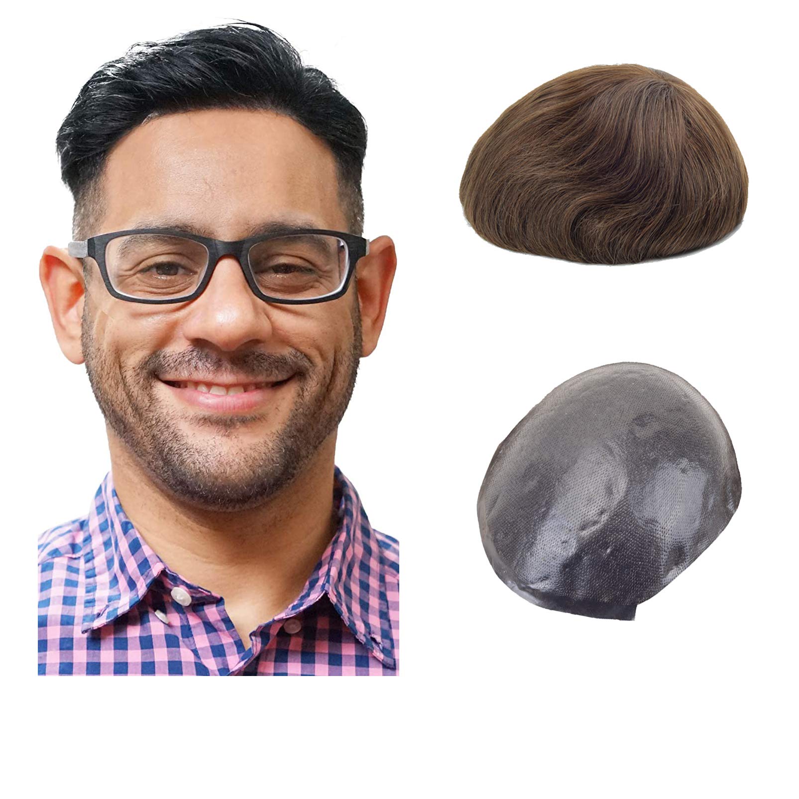 Lordhair 0.06mm Hair System for Men Thin Skin Toupee for Men, Base Size 8X10 Inch V-looped Hairpiece Medium Density Hair Replacement System — image 1