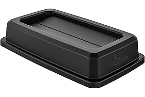 Suncast Commercial Resin Lid with Double Flip Top for 23 Gallon Slim Trash Cans, Snap-On Design for Easy Trash Disposal, Black, Made in The USA