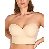 HSIA Longline Strapless Bra for Large Breasts, Anti-Slip Corset Bustier | Steel boning, underwire support, convertible straps, smoothing waistband, secure four-row closure, weddings and parties