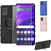 jioeuinly BLU View Speed 5G Case Compatible with BLU View Speed 5G Phone Case B1550VL Cove [with Tempered Glass Screen Protector][ 2MM Thickening Super Protection][Ring Support] Black