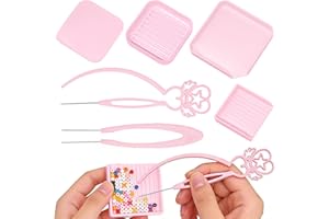 6Pcs 2.6mm Fuse Bead Picking Tray Kit, Tools Set with 2 Aligner Trays, Single & Double Needle Tweezers for Fuse Bead Pen, Eff