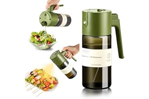 hoforife Glass 2 In 1 Olive Oil Dispenser Bottle for Kitchen Gadgets, Olive Oil Sprayer for Cooking 17oz/500ml (Light Blockag