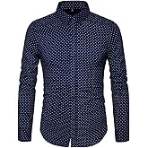MUSE FATH Men's Printed Cotton Casual Long Sleeve Regular Fit Dress Shirt