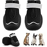Hcpet Dog Boots for Large Dogs, Dog Shoes for Winter Snow Hot Pavement, Paw Protector Dog Booties Designed for Comfort and Breathability, Outdoor Booties for Small Medium Dogs for Hiking Black Size 1