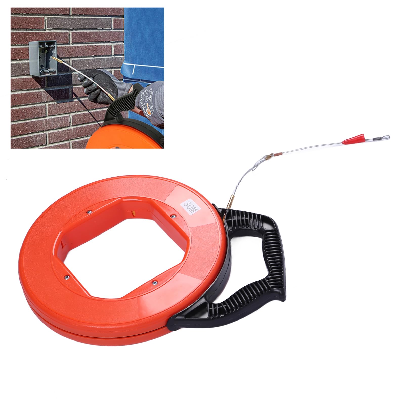 Hilitand Fish Tape 30M NON Conductive Fiberglass Fish Tape Reel Puller Electrical Fishing Running Wire Pull Push Rods Wire Fisher Fiberglass