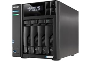 Asustor Lockerstor 4 Gen2+ AS6704T v2 4 Bay NAS Storage, Intel Quad-Core 2.0GHz CPU, Dual 5GbE Ports, 4GB RAM DDR4, 4 M.2 SSD
