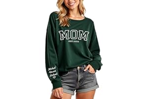 Prints Fun Personalized Mothers Day Birthday Gifts for Mom Grandma, Custom Embroidered Sweatshirt with Name on Sleeve